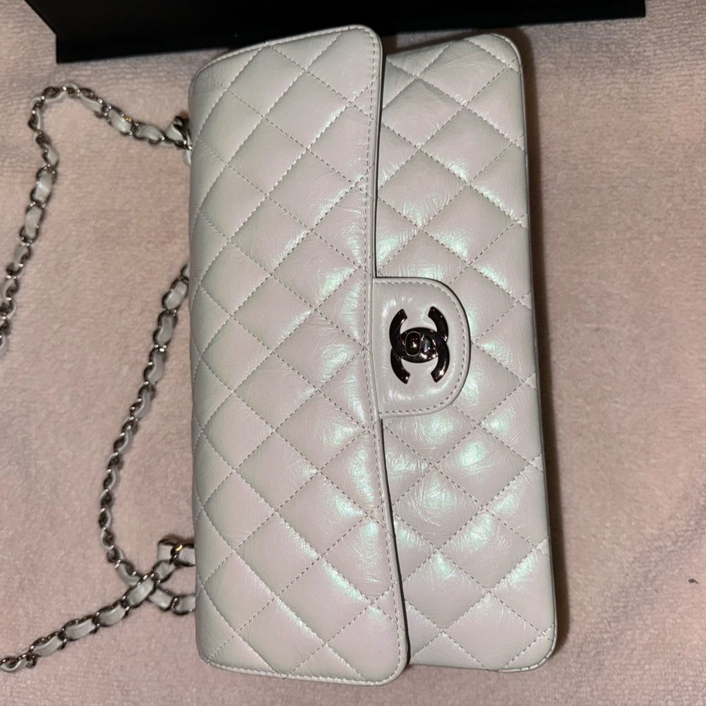 Chanel Medium Classic Double Flap Bag Quilted Iridescent Crumpled Calfskin - Picture 4 of 10